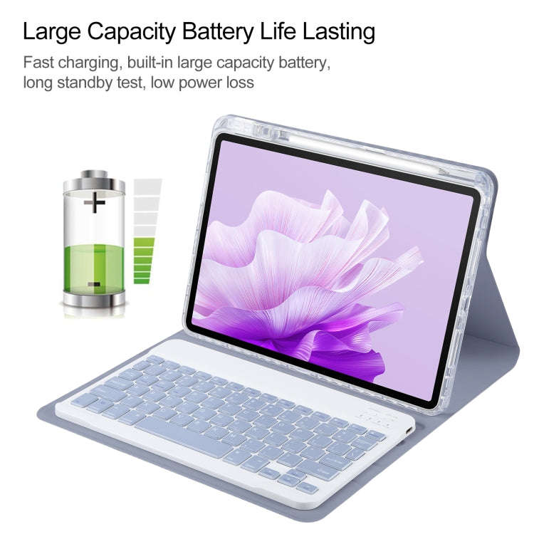 For Huawei MatePad Air 11.5 Square Button Bluetooth Keyboard Rotatable Holder Leather Case(Lavend...