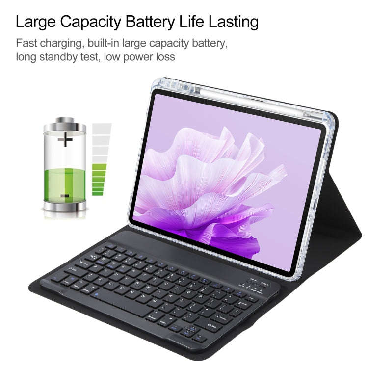 For Huawei MatePad Air 11.5 Square Button Bluetooth Keyboard Rotatable Holder Leather Case(Black)