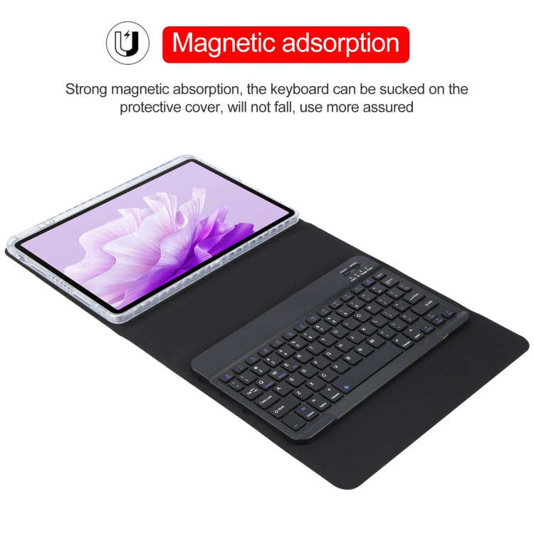 For Huawei MatePad Air 11.5 Square Button Bluetooth Keyboard Rotatable Holder Leather Case(Black)