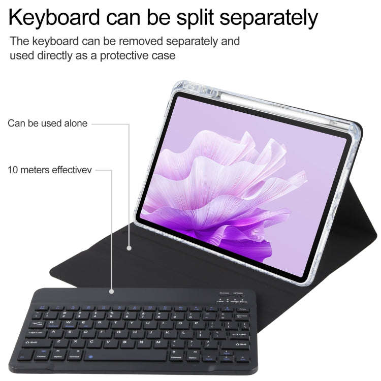 For Huawei MatePad Air 11.5 Square Button Bluetooth Keyboard Rotatable Holder Leather Case(Black)