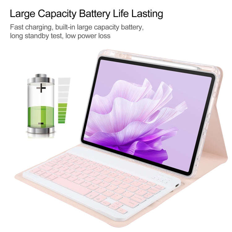 For Huawei MatePad Air 11.5 Square Button Backlight Bluetooth Keyboard Rotatable Holder Leather C...