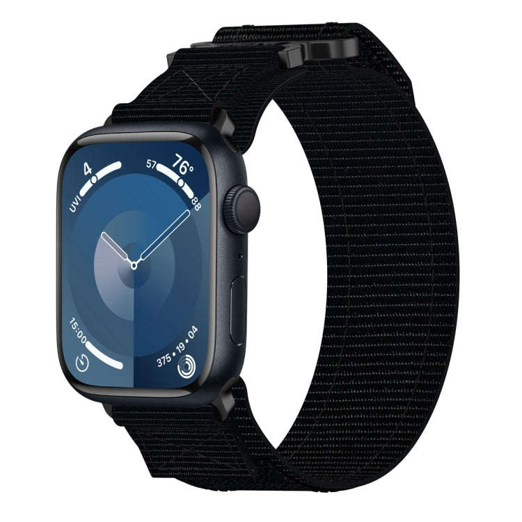 For Apple Watch Series 9 45mm Nylon Hook And Loop Fastener Watch Band(Black)