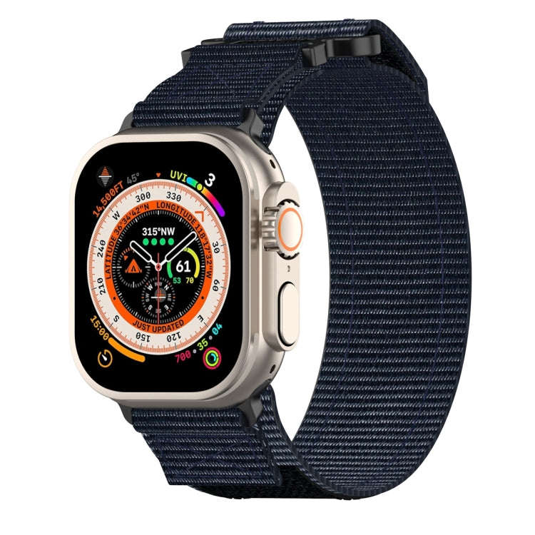 For Apple Watch Ultra 49mm Nylon Hook And Loop Fastener Watch Band(Blue)