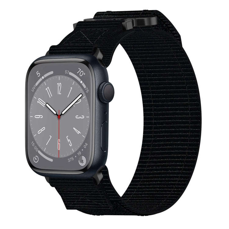 For Apple Watch Series 8 41mm Nylon Hook And Loop Fastener Watch Band(Black)