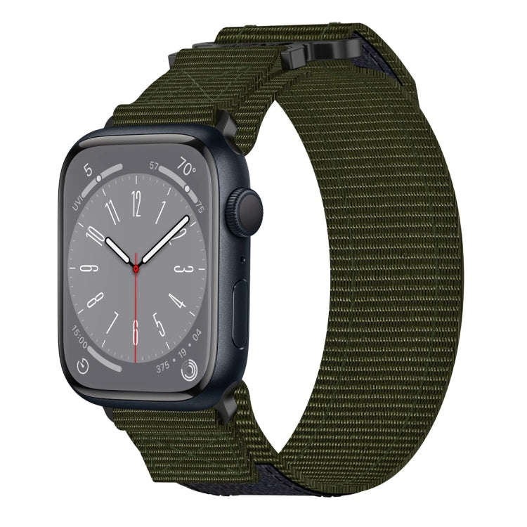 For Apple Watch Series 8 41mm Nylon Hook And Loop Fastener Watch Band(Army Green)