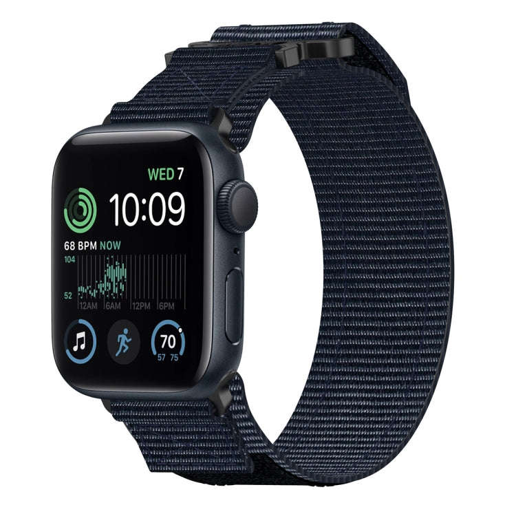 For Apple Watch SE 2022 44mm Nylon Hook And Loop Fastener Watch Band(Blue)