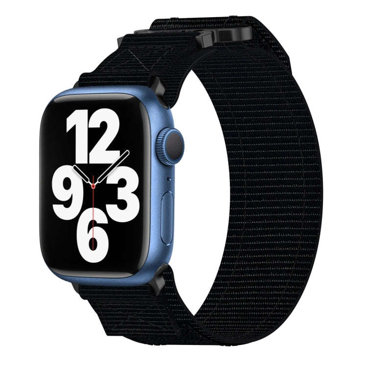 For Apple Watch Series 7 45mm Nylon Hook And Loop Fastener Watch Band(Black)