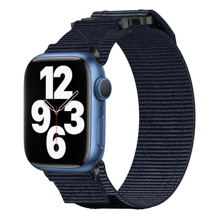 For Apple Watch Series 7 45mm Nylon Hook And Loop Fastener Watch Band(Blue)