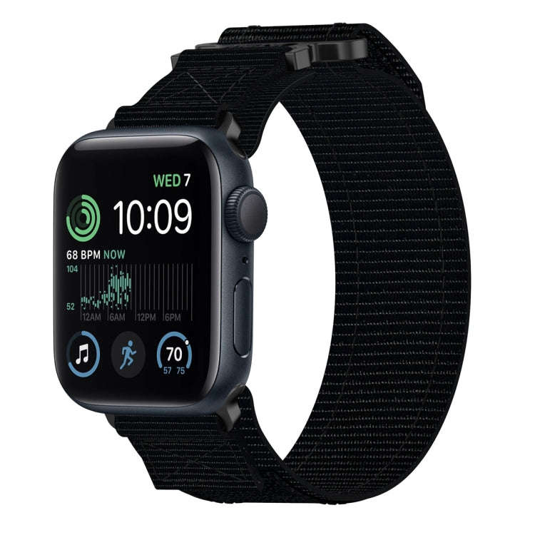 For Apple Watch SE 40mm Nylon Hook And Loop Fastener Watch Band(Black)