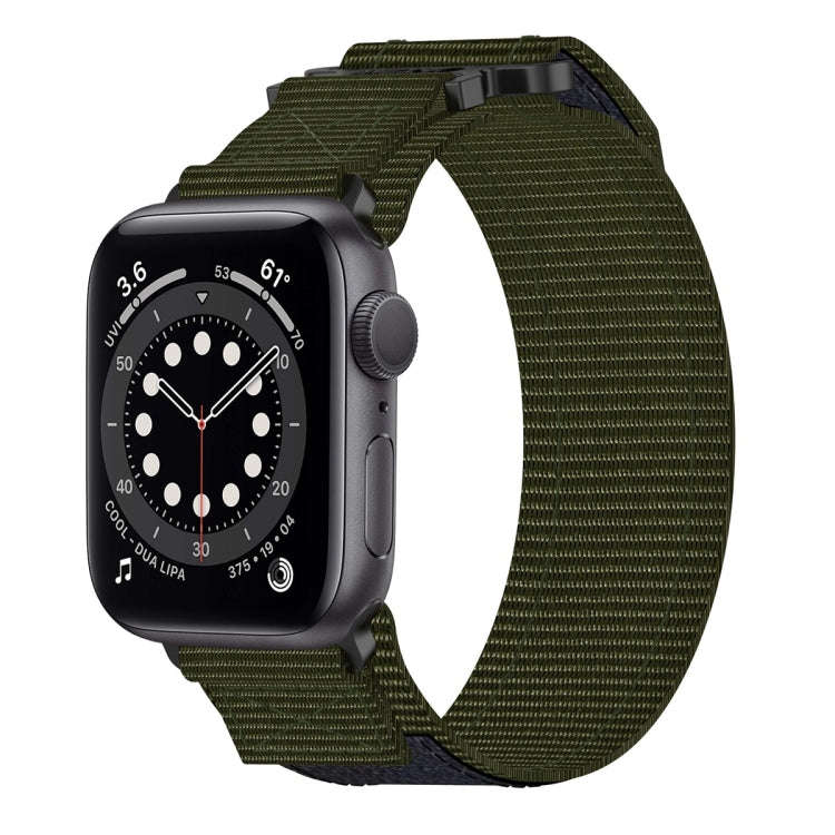 For Apple Watch Series 6 40mm Nylon Hook And Loop Fastener Watch Band(Army Green)