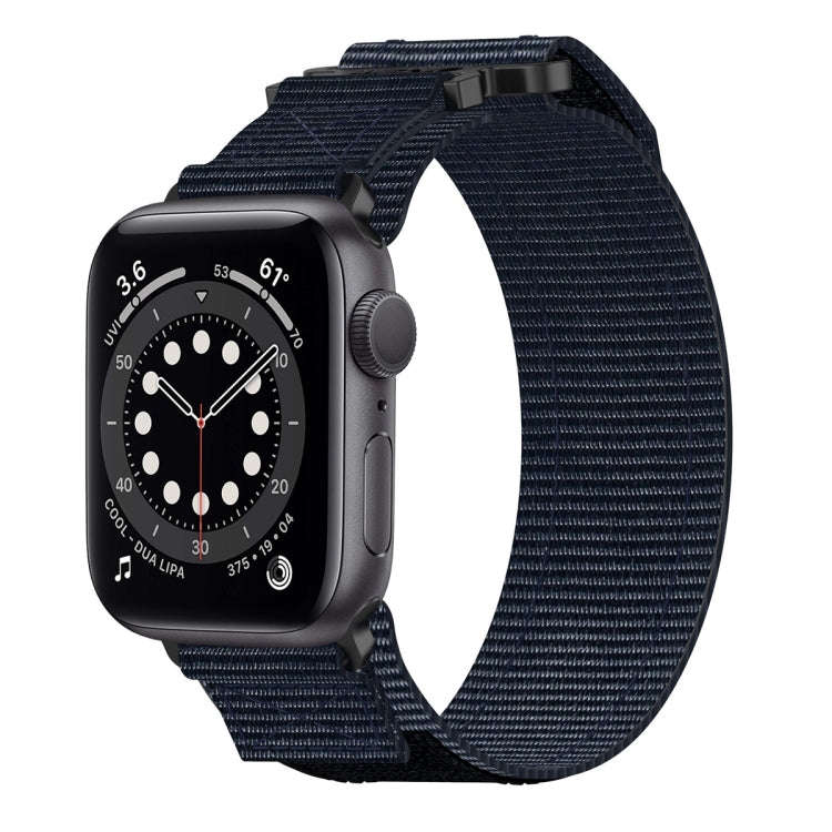 For Apple Watch Series 6 44mm Nylon Hook And Loop Fastener Watch Band(Blue)