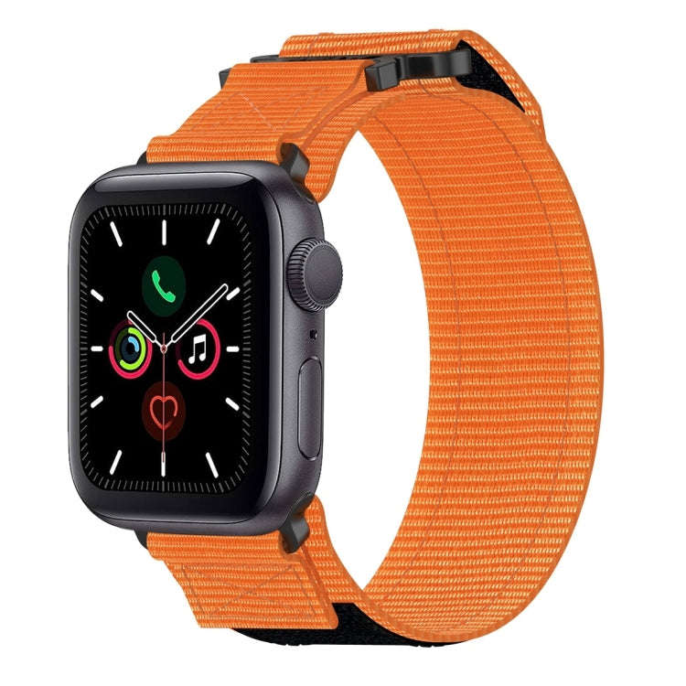For Apple Watch Series 5 44mm Nylon Hook And Loop Fastener Watch Band(Orange)