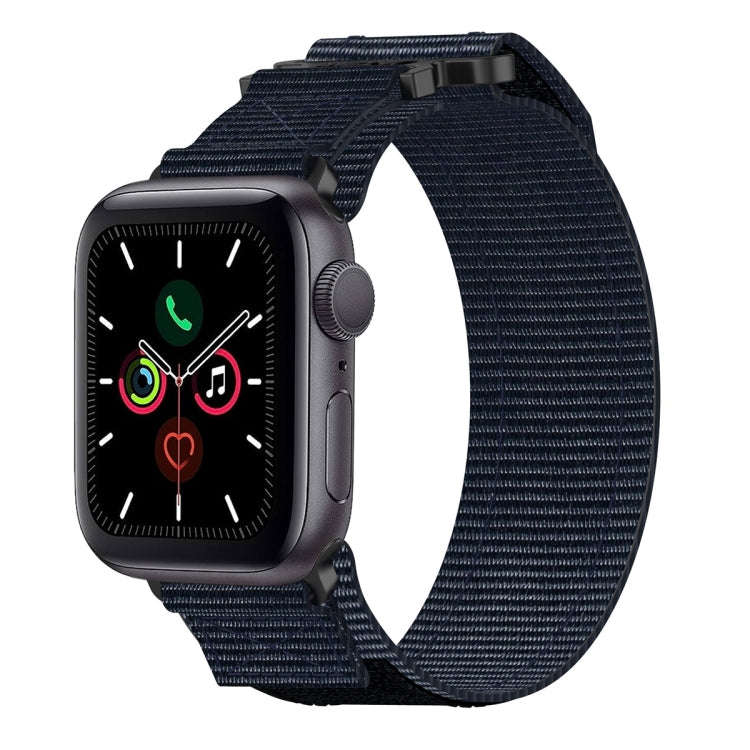 For Apple Watch Series 5 44mm Nylon Hook And Loop Fastener Watch Band(Blue)