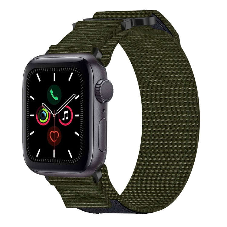 For Apple Watch Series 5 40mm Nylon Hook And Loop Fastener Watch Band(Army Green)