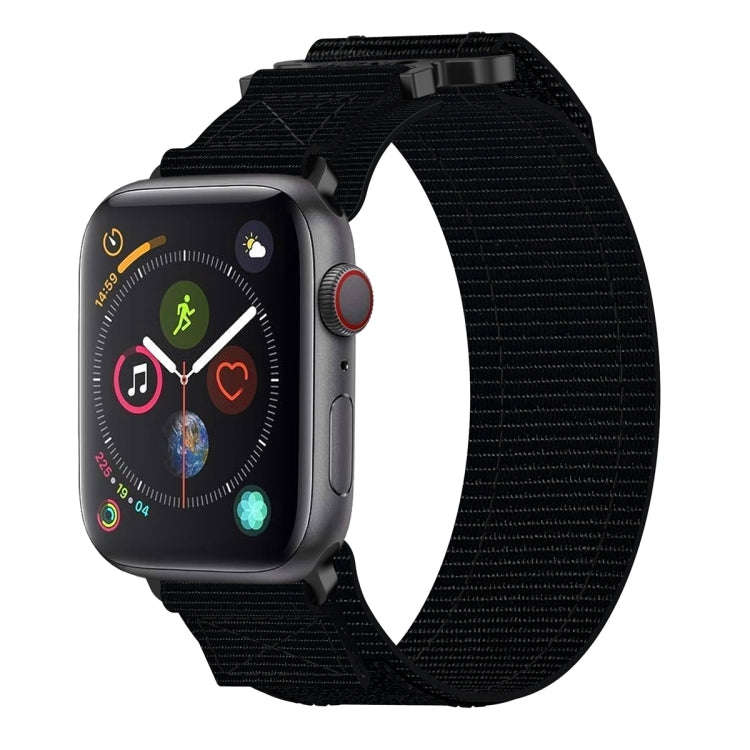 For Apple Watch Series 4 40mm Nylon Hook And Loop Fastener Watch Band(Black)