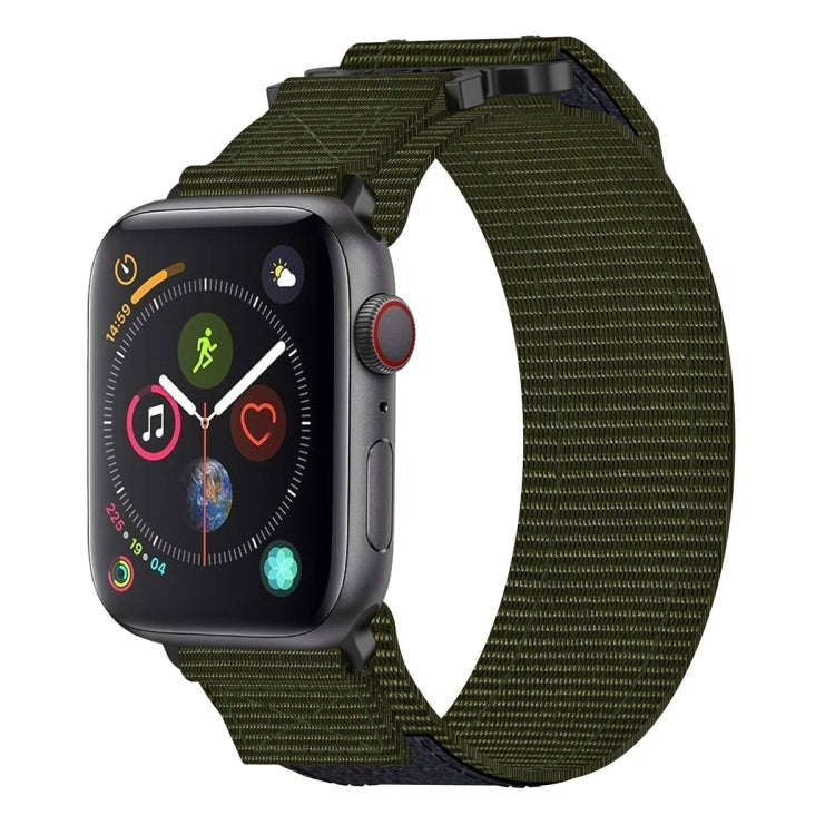 For Apple Watch Series 4 40mm Nylon Hook And Loop Fastener Watch Band(Army Green)