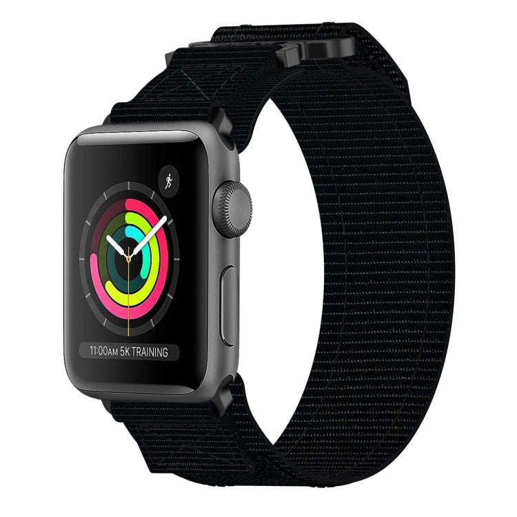 For Apple Watch Series 2 42mm Nylon Hook And Loop Fastener Watch Band(Black)