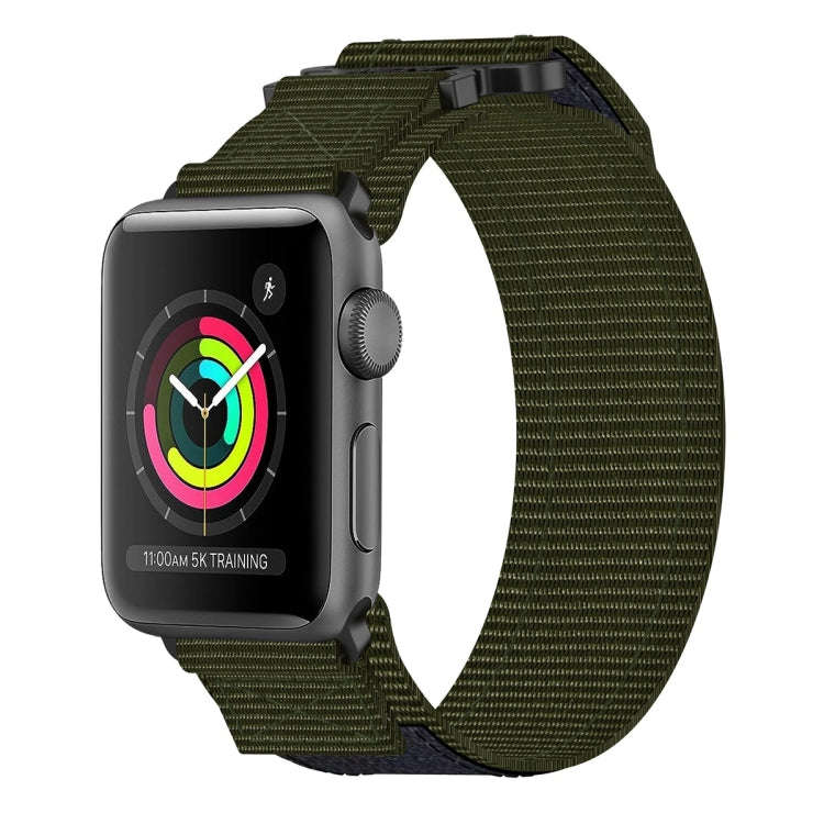 For Apple Watch Series 2 42mm Nylon Hook And Loop Fastener Watch Band(Army Green)