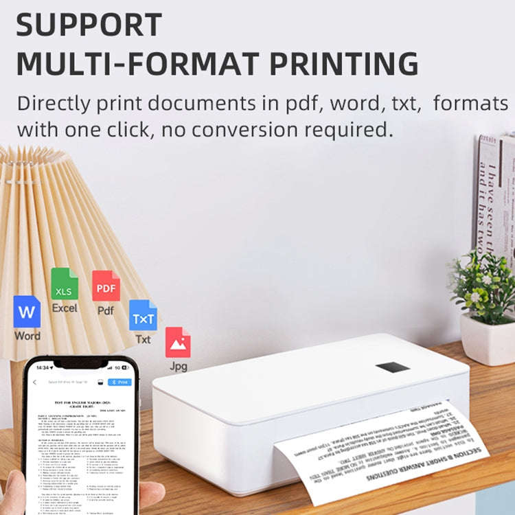 A4LE Portable Bluetooth HD Thermal Printer for Home Office Study(US Plug)