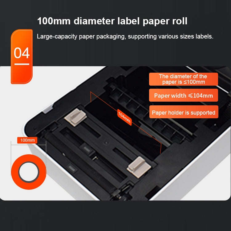 ZJ-9250 100x150mm USB Bluetooth Thermal Label Printer, Plug:US Plug(Black)