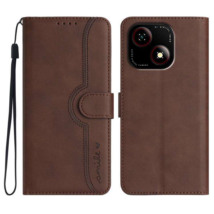 For ZTE Blade A35e 4G Heart Pattern Skin Feel Leather Phone Case(Brown)