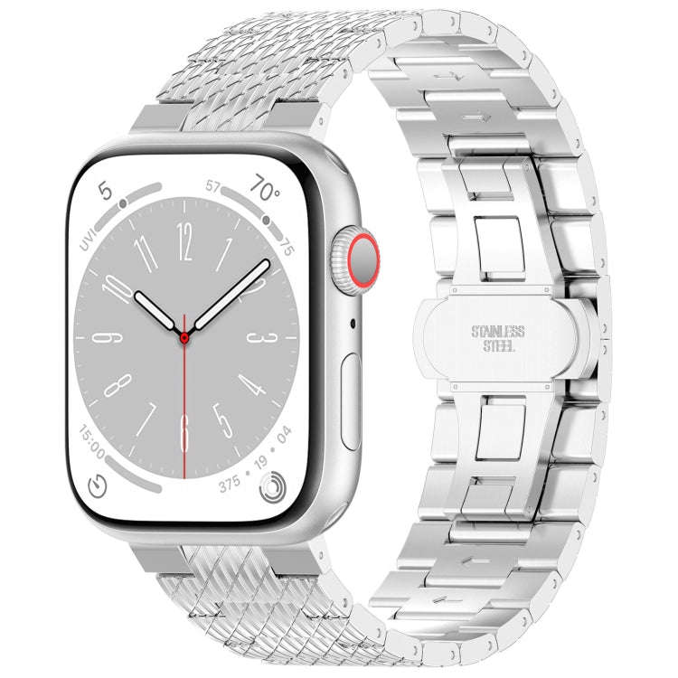 For Apple Watch SE 2023 40mm Twill Stainless Steel Watch Band(Silver)