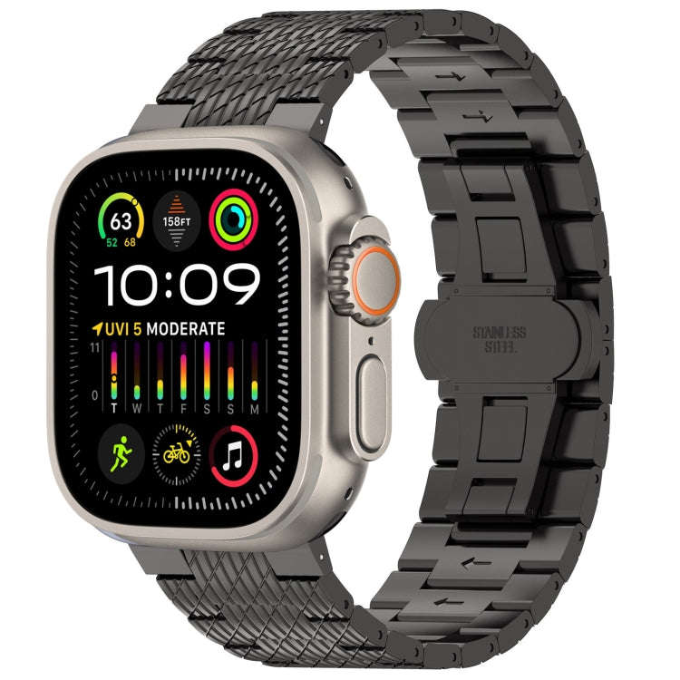 For Apple Watch Ultra 2 49mm Twill Stainless Steel Watch Band(Black)