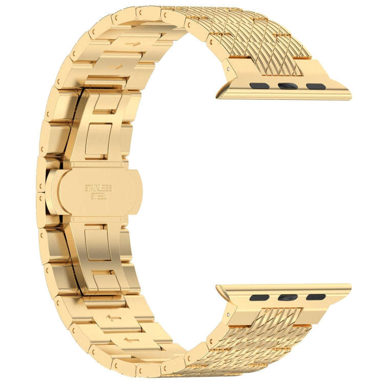 For Apple Watch Ultra 2 49mm Twill Stainless Steel Watch Band(Gold)