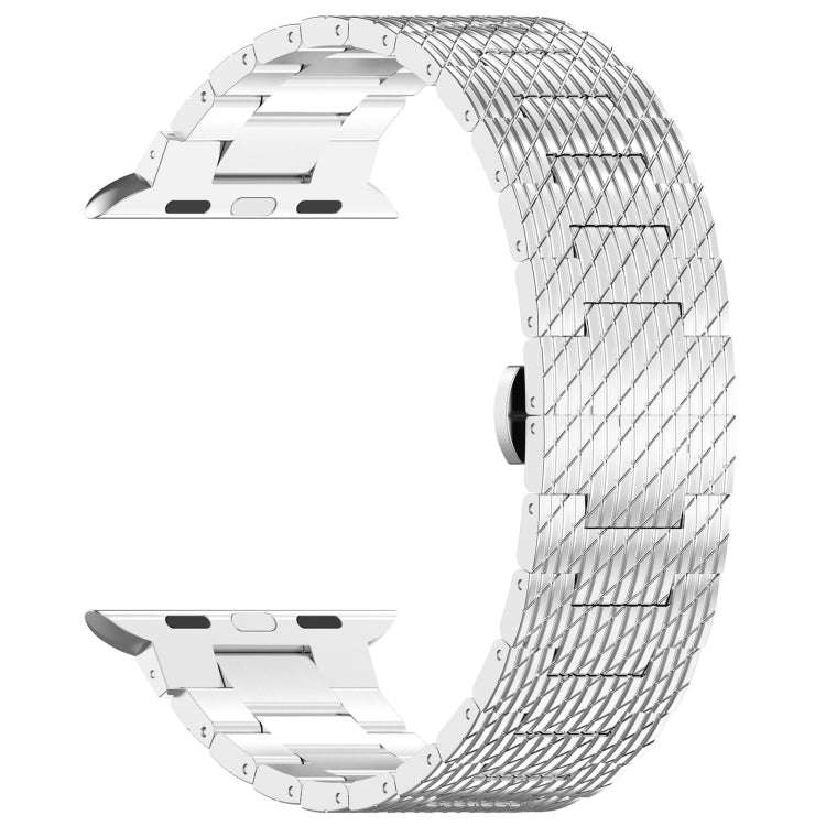 For Apple Watch Ultra 49mm Twill Stainless Steel Watch Band(Silver)