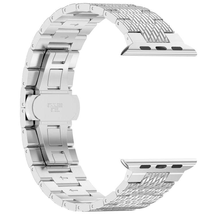For Apple Watch Ultra 49mm Twill Stainless Steel Watch Band(Silver)