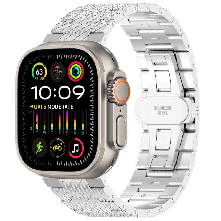 For Apple Watch Ultra 49mm Twill Stainless Steel Watch Band(Silver)