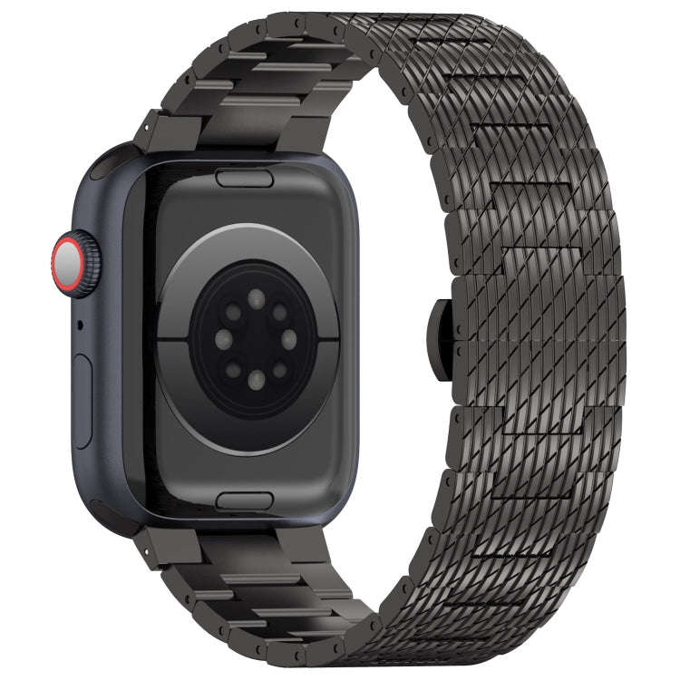 For Apple Watch Series 7 45mm Twill Stainless Steel Watch Band(Black)