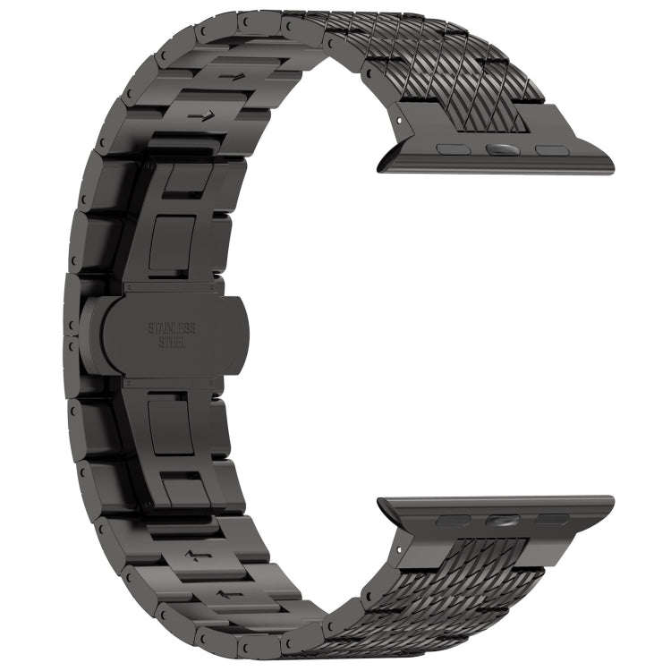 For Apple Watch Series 7 45mm Twill Stainless Steel Watch Band(Black)