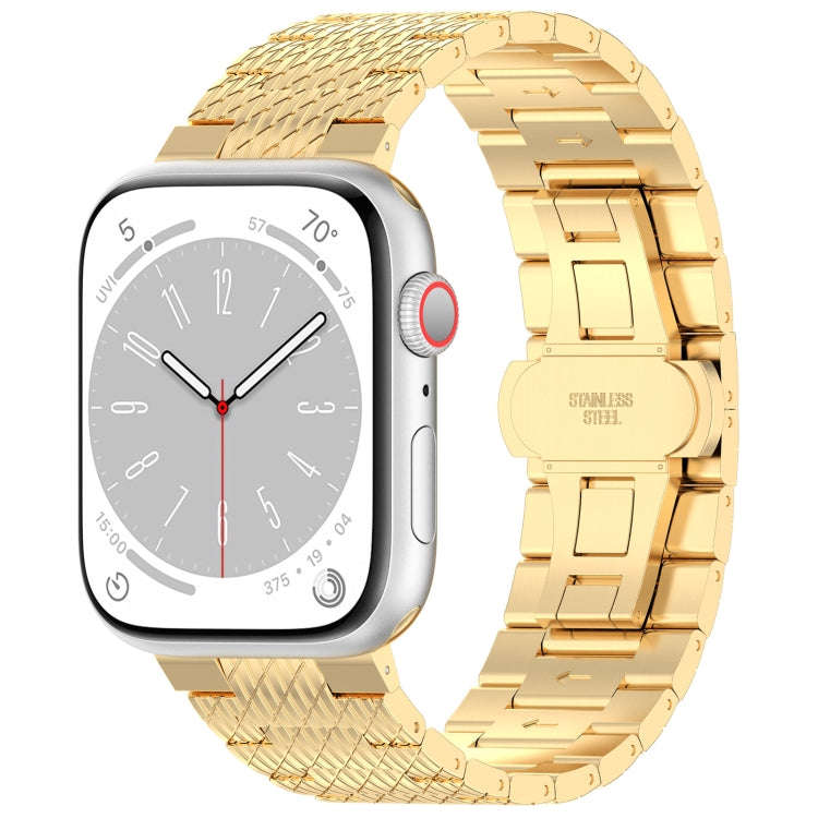 For Apple Watch Series 2 38mm Twill Stainless Steel Watch Band(Gold)
