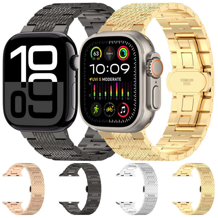 For Apple Watch Ultra 49mm Twill Stainless Steel Watch Band(Silver)