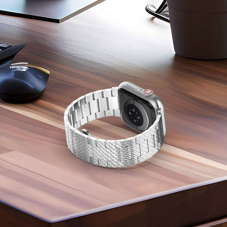 For Apple Watch Ultra 49mm Twill Stainless Steel Watch Band(Silver)