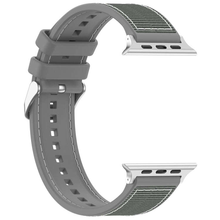 For Apple Watch Series 7 41mm Ordinary Buckle Hybrid Nylon Braid Silicone Watch Band(Grey)
