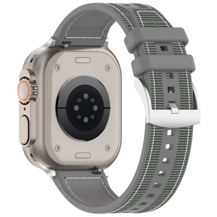 For Apple Watch Series 7 41mm Official Buckle Hybrid Nylon Braid Silicone Watch Band(Grey)