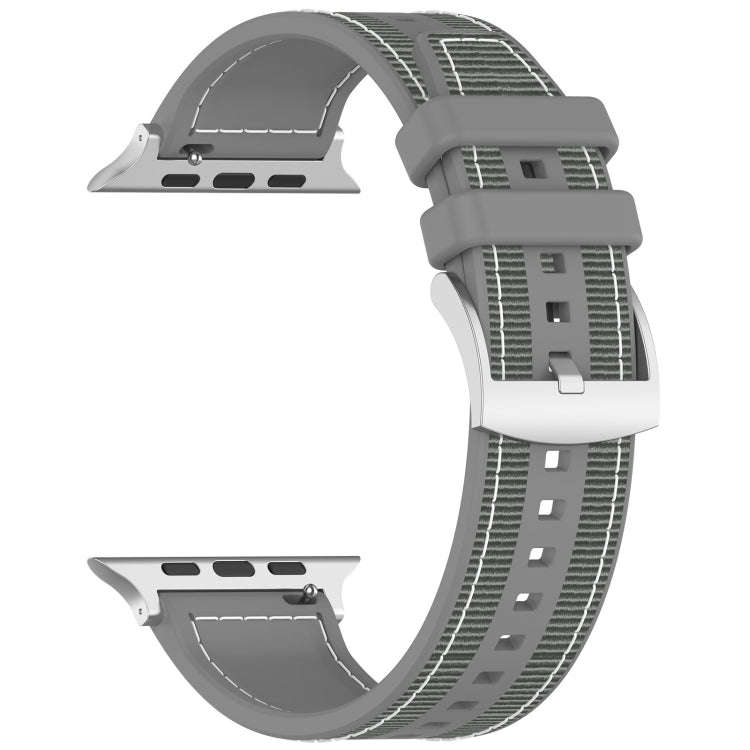 For Apple Watch Series 7 41mm Official Buckle Hybrid Nylon Braid Silicone Watch Band(Grey)