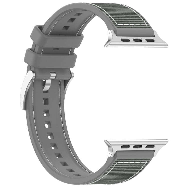 For Apple Watch Series 7 41mm Official Buckle Hybrid Nylon Braid Silicone Watch Band(Grey)