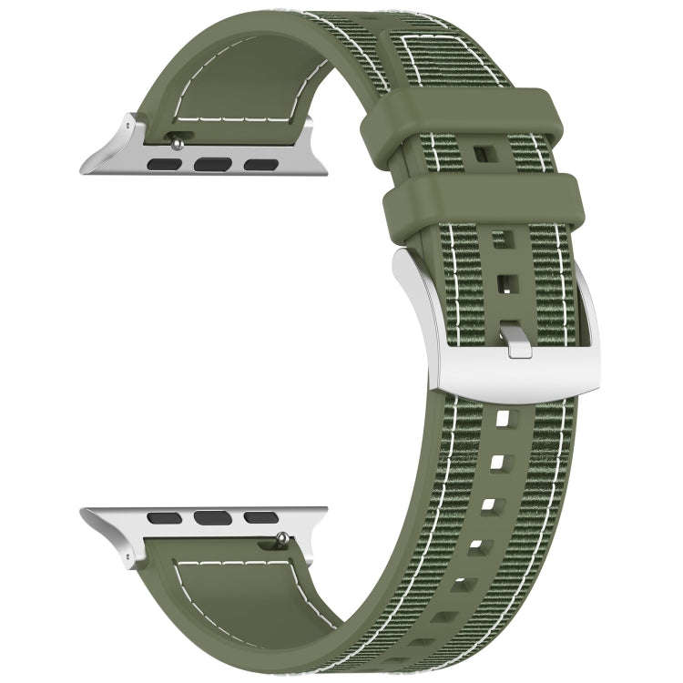 For Apple Watch Series 7 41mm Official Buckle Hybrid Nylon Braid Silicone Watch Band(Green)