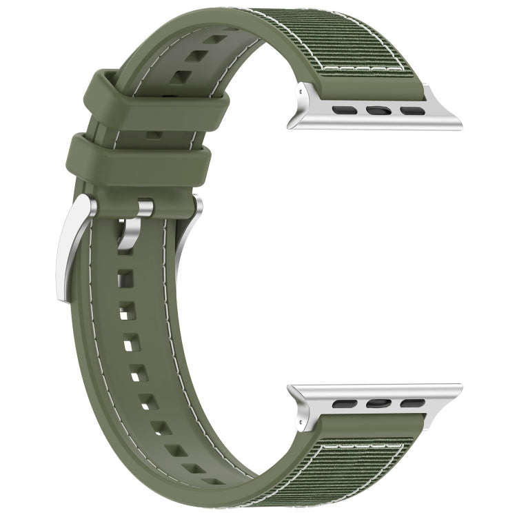 For Apple Watch Series 7 41mm Official Buckle Hybrid Nylon Braid Silicone Watch Band(Green)