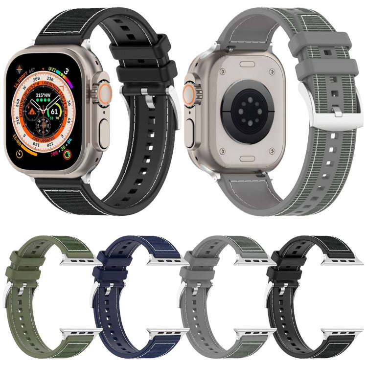 For Apple Watch Series 9 45mm Official Buckle Hybrid Nylon Braid Silicone Watch Band(Black)