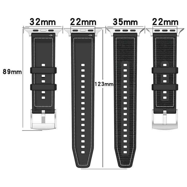 For Apple Watch Series 9 45mm Official Buckle Hybrid Nylon Braid Silicone Watch Band(Black)