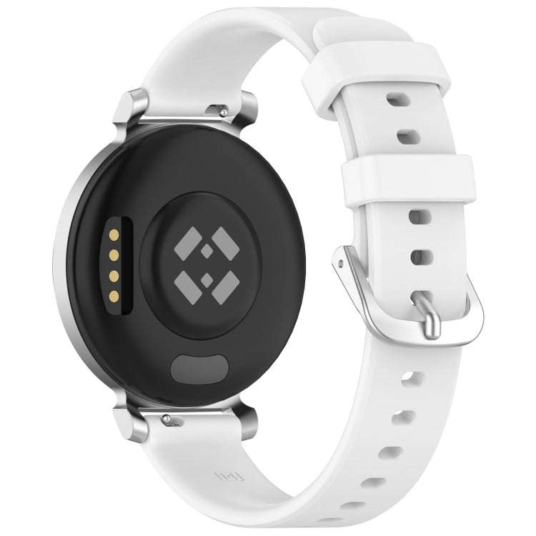 For Garmin Lily 2 14mm Silver Buckle Silicone Watch Band Wristband(White)