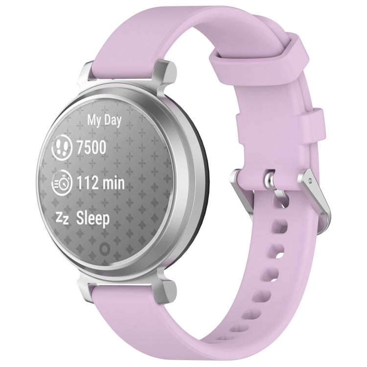 For Garmin Lily 2 14mm Silver Buckle Silicone Watch Band Wristband(Purple)