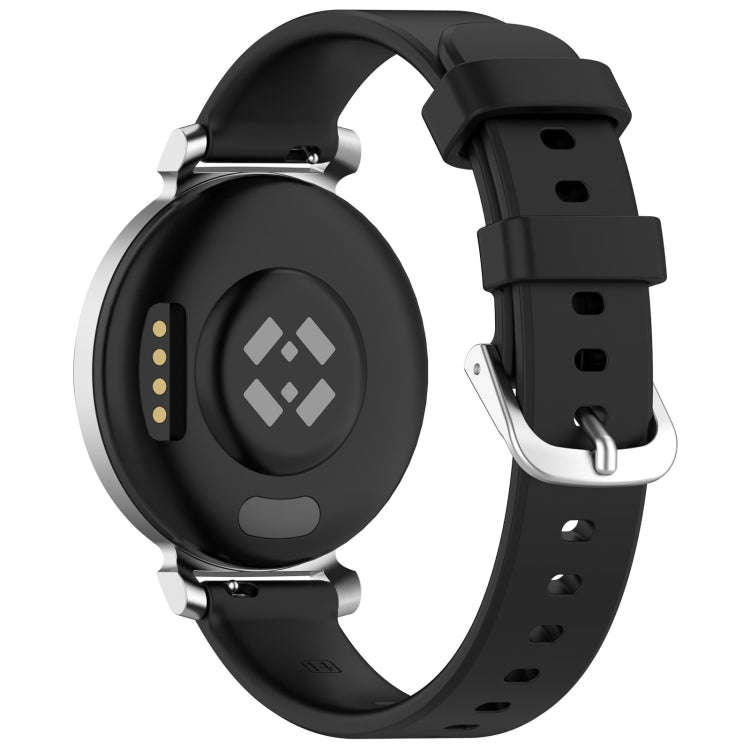For Garmin Lily 2 14mm Silver Buckle Silicone Watch Band Wristband(Black)