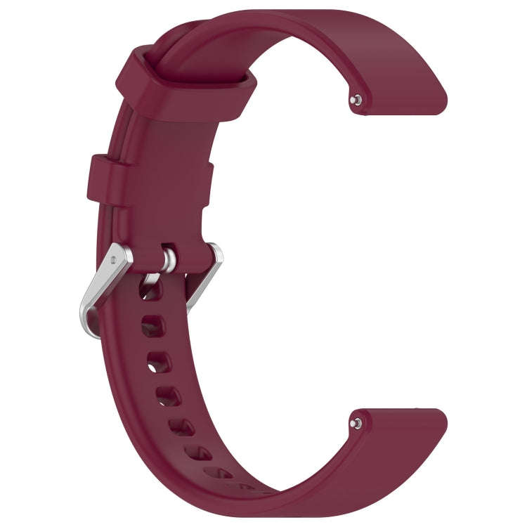 For Garmin Lily 2 14mm Silver Buckle Silicone Watch Band Wristband(Wine Red)