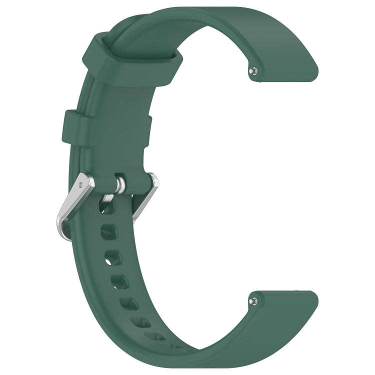 For Garmin Lily 2 14mm Silver Buckle Silicone Watch Band Wristband(Dark Green)