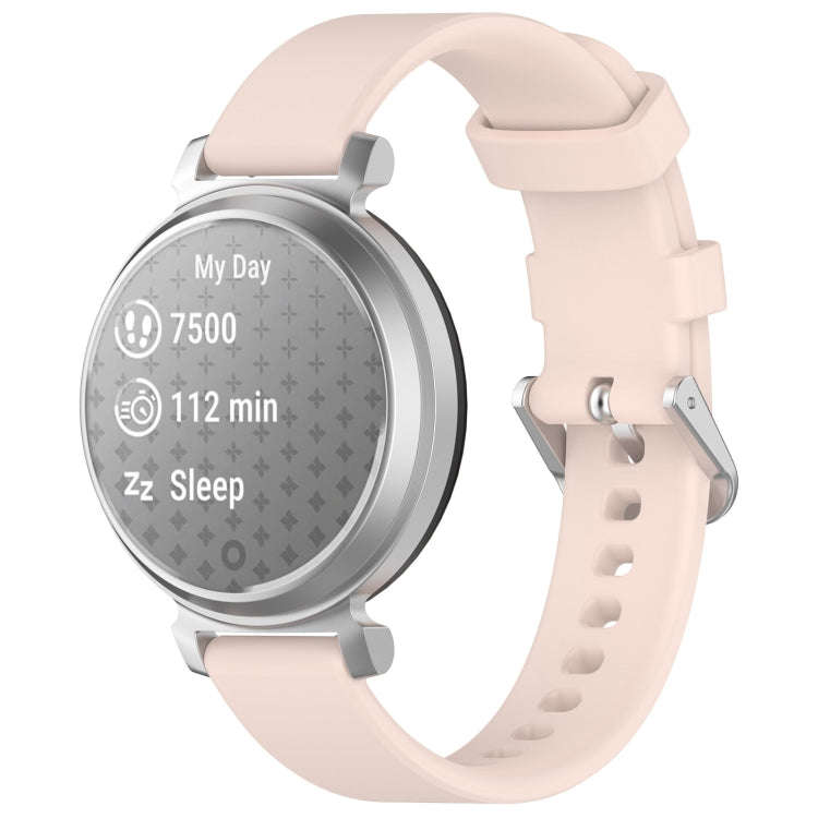 For Garmin Lily 2 14mm Silver Buckle Silicone Watch Band Wristband(Light Pink)